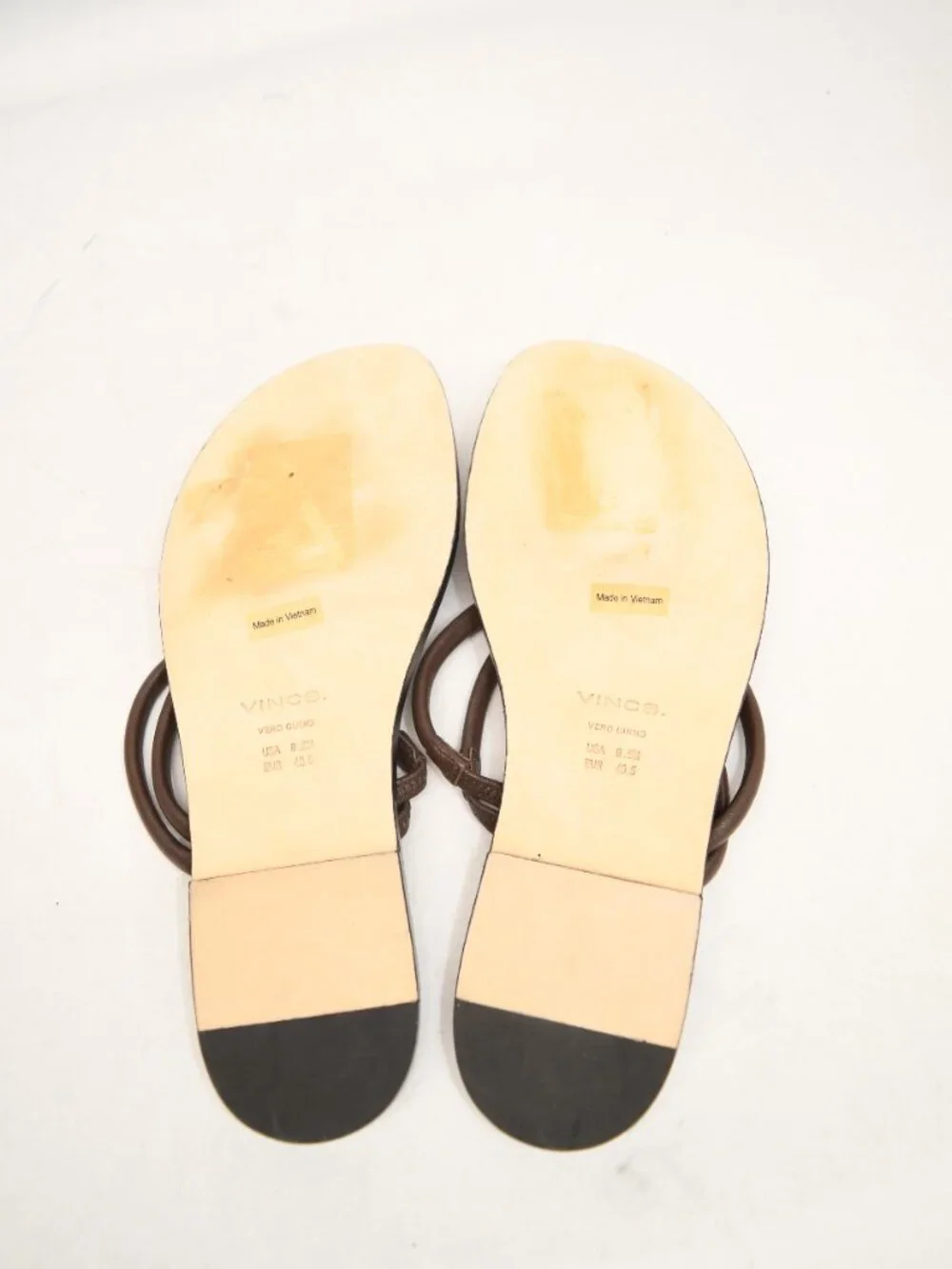 $300 VIINCE Elisa Leather Sandal GANACHE BROWN SIMPLE SLIDE LEATHER 9.5  (A6)